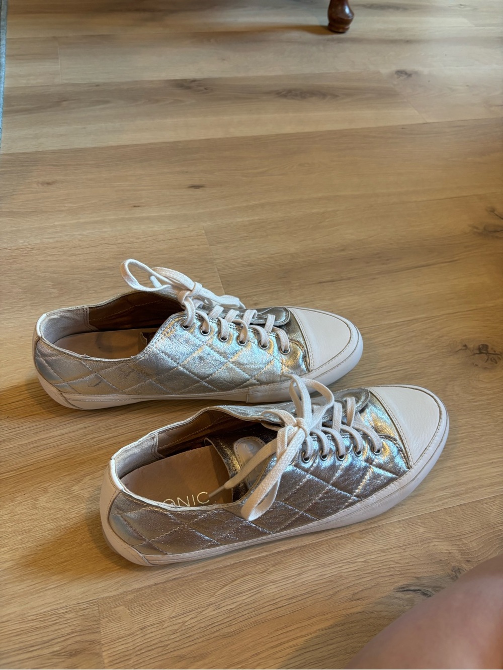 Vionic Quilted Metallic Lace-Up Sneakers in Silver - Picture 6 of 10
